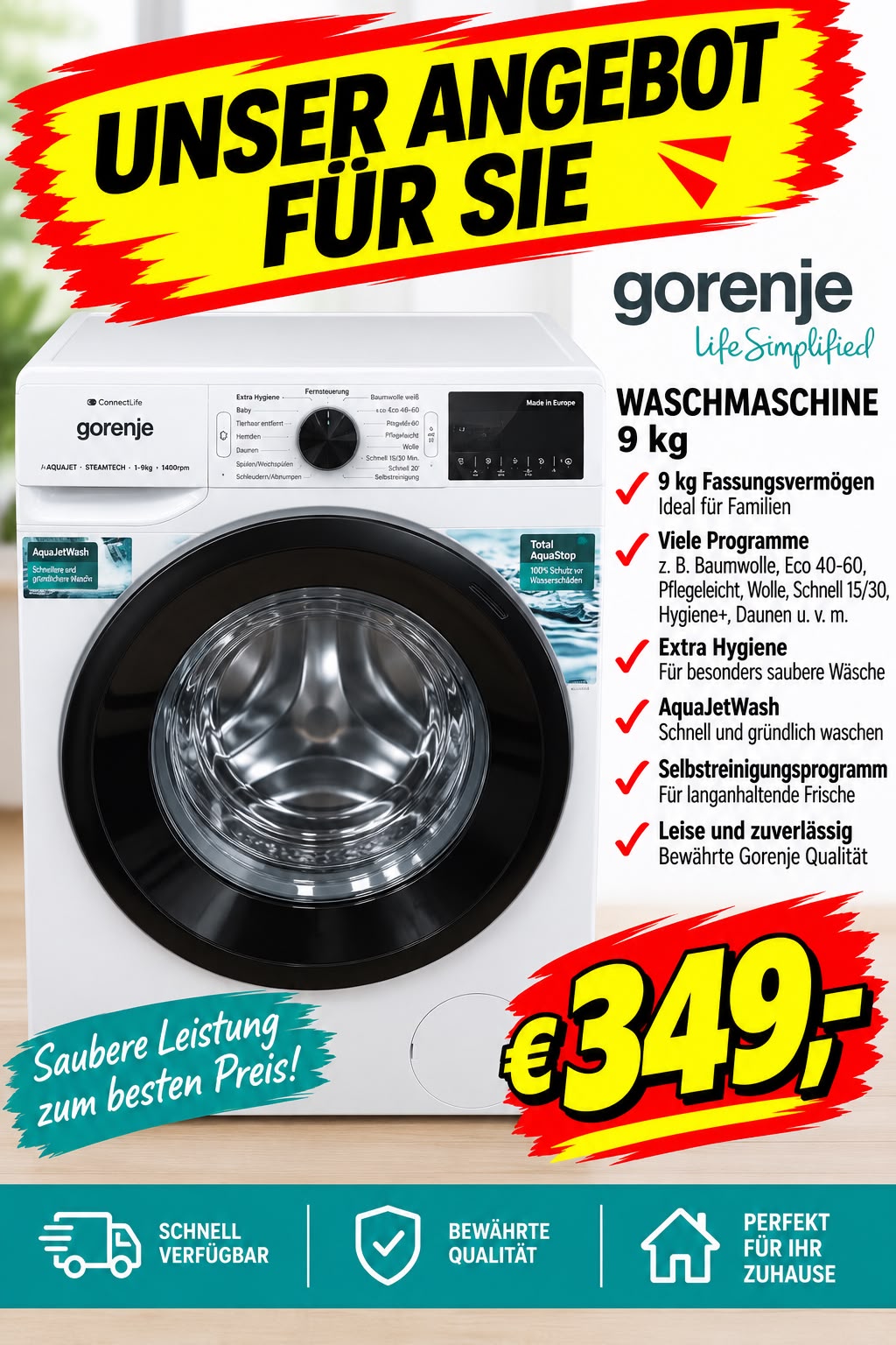 Gorenje-Waschmaschine-9kg-349EUR