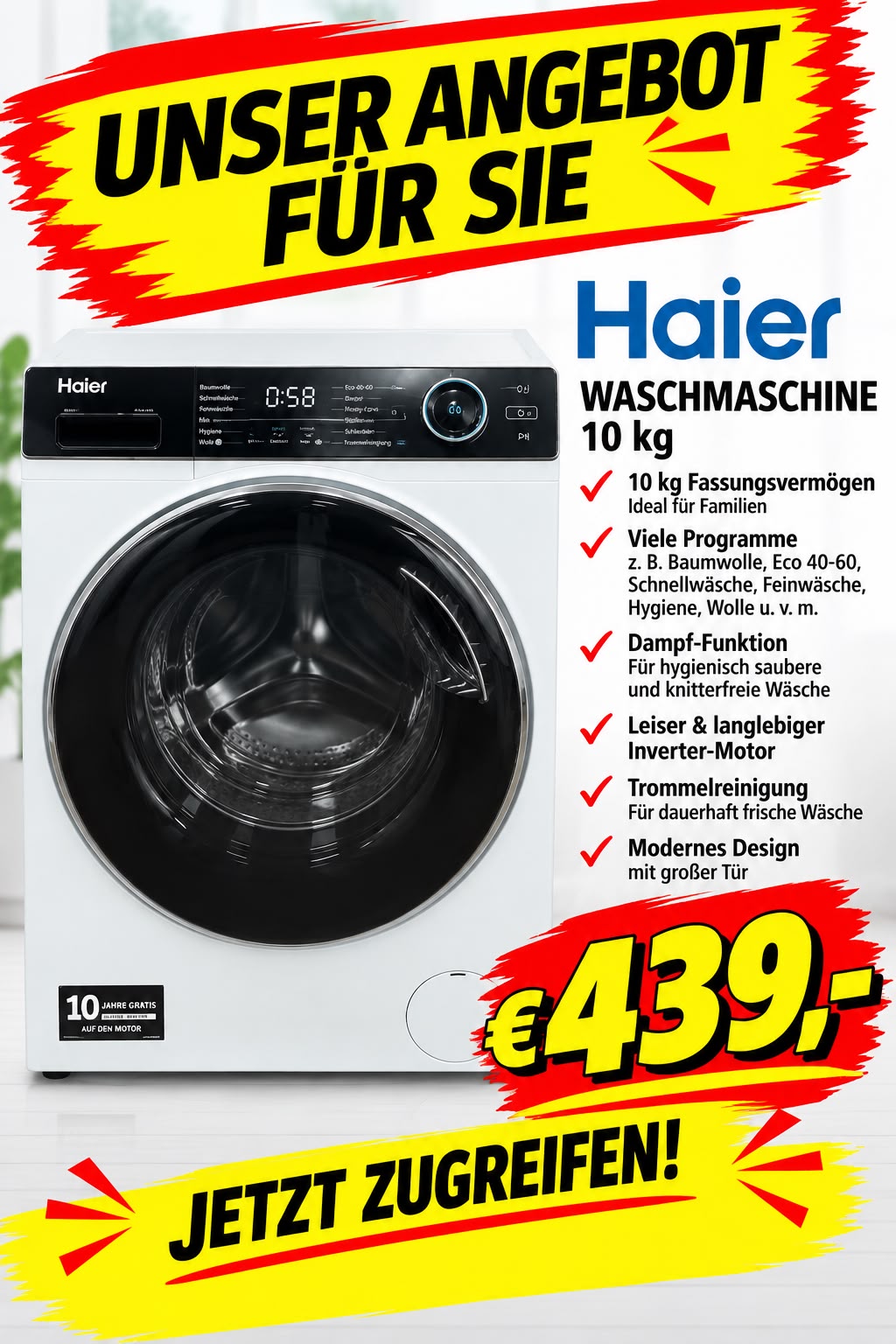 Haier-Waschmaschine-10kg-439EUR